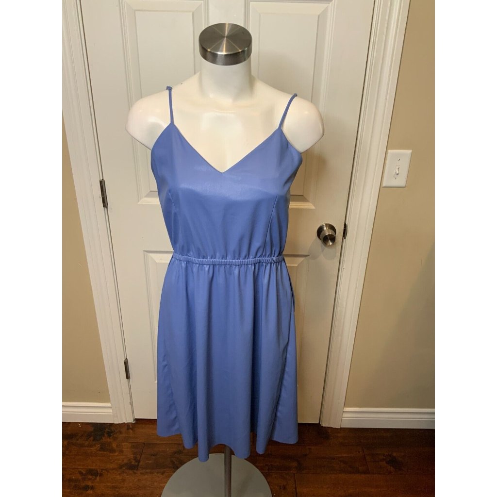 Mm6 Maison Margiela Blue Vegan Leather Fit & Flare Dress $398 Nwt Size 6 | 40